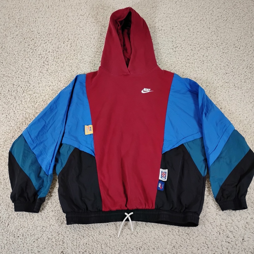 Nike Hoodie Womens Small Icon Clash Retro Color Block Oversized Windbreaker 90s